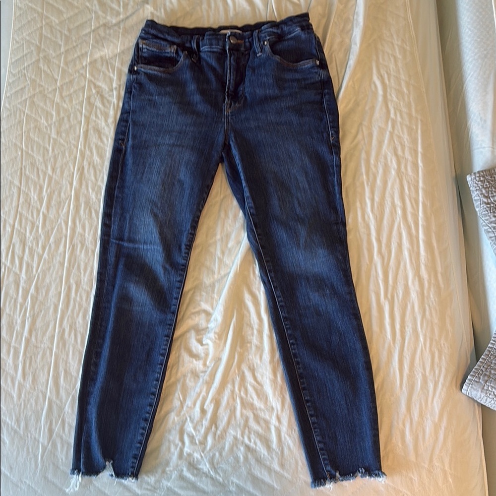 Good American Blue Ankle Cropped Jeans
